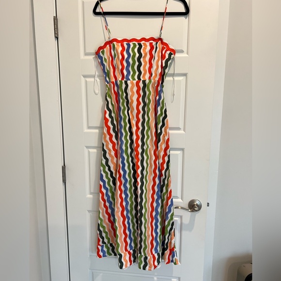 La Ligne | Fran Squiggle-print Cotton Midi-dress - Picture 2 of 5